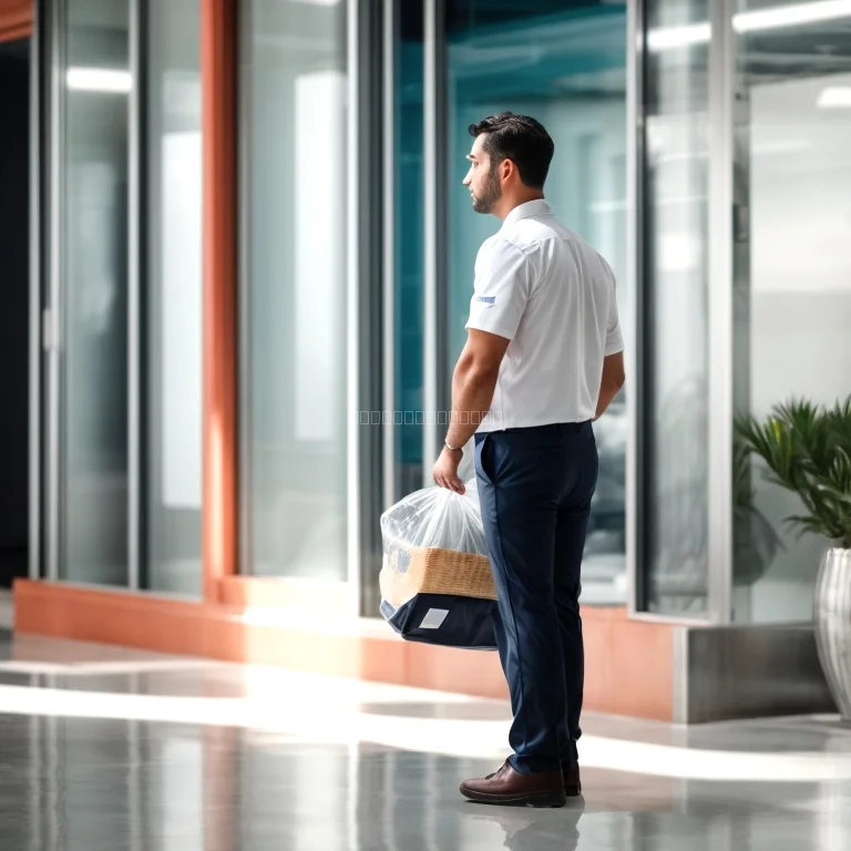 新鮮な海鮮を運ぶ配達員のイラスト