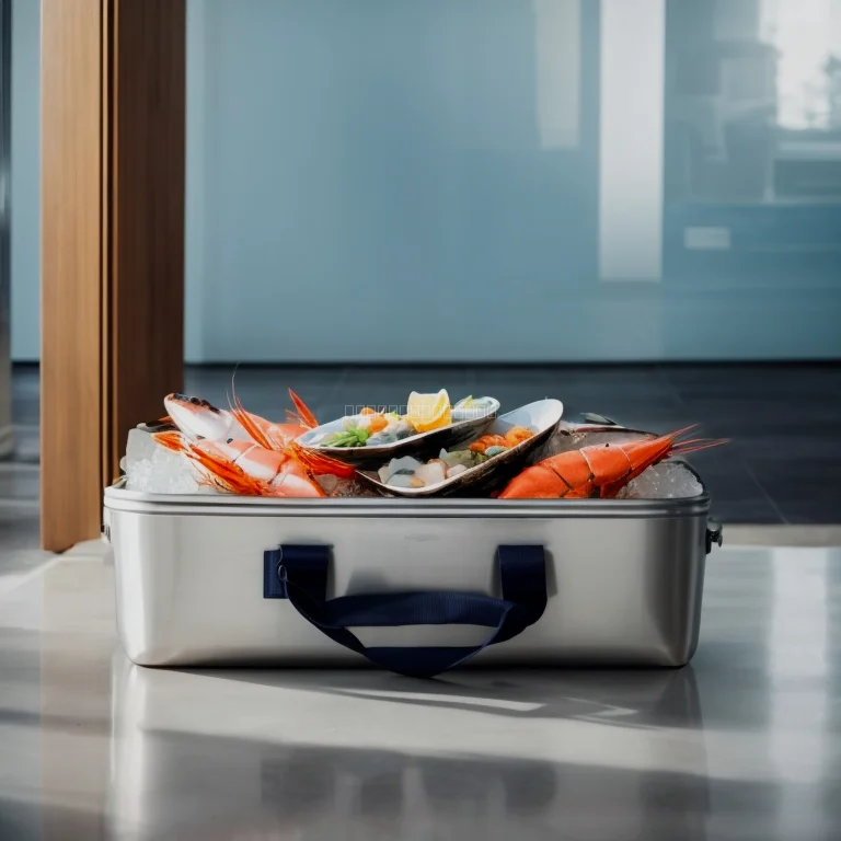 新鮮な海鮮を運ぶ配達員のイラスト